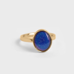 Gold Statement Mood Ring, Color Changing Ring, Gold Mood Ring, Unique Gifts for Friends & Family, Modern Mood Ring, Statement Ring