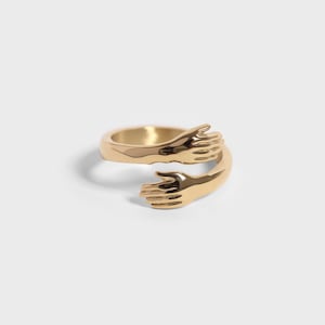 Gold Hug Ring | Hypoallergenic, Non-Tarnish, Waterproof Jewelry for Women | 18K Gold Stainless Steel Ring | Sentimental Ring, Friend Gifts