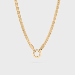 Curb Chain Charm Holder Necklace, 18K Gold PVD Stainless Steel, Non-Tarnish, Waterproof, Necklace for Charms, Gift for her Jewelry