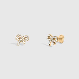 18K Gold PVD CZ Bow Earrings, Trendy Earrings, Coquette Style, Bow Jewelry, Post Earrings, Gift for Her, Waterproof, Hypoallergenic