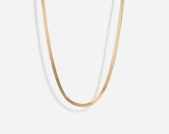 18K Gold Herringbone Chain Necklace