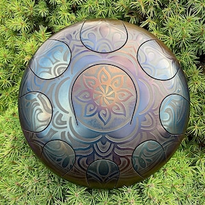 Steel tongue drum, steel drum, tank drum, dream drum, handpan 24.5cm\9.5inches +FREE BAG