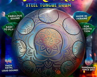 Steel tongue drum, steel drum, tank drum, dream drum, handpan 25cm\10inches +FREE BAG