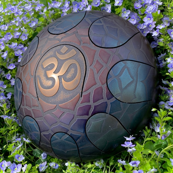 Steel tongue drum, steel drum, tank drum, dream drum, handpan OM Sahasrara it 25cm\10inches +FREE BAG