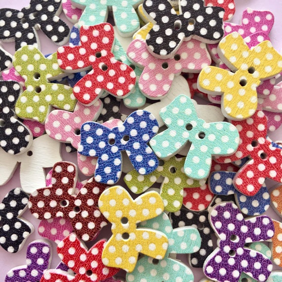 50x Colorful Christmas Stamps Wooden Buttons Embellishment for Cardmaking