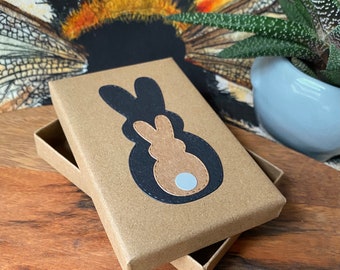 Bunny Small Gift Box - Sturdy Brown Kraft Cardboard Empty Present Container
