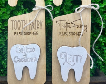 Wooden Tooth Fairy Door Sign