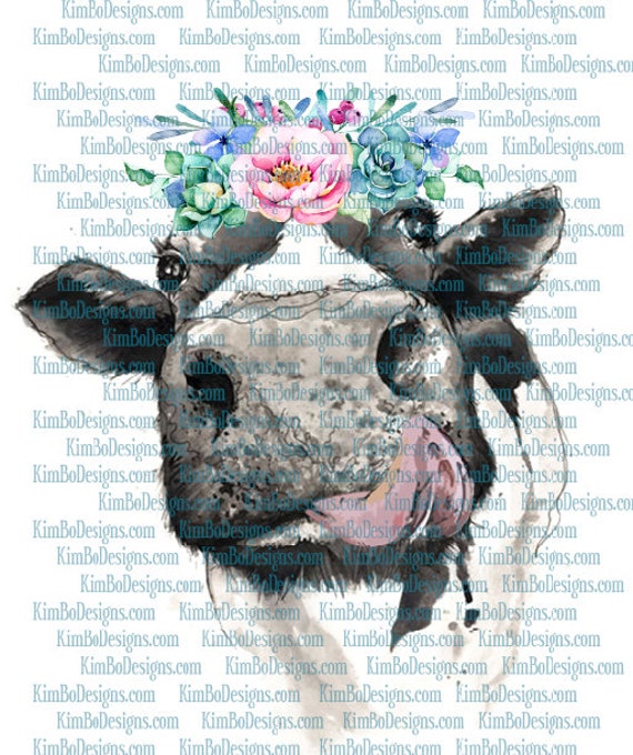 Download Free Cute Cow Tongue Flowers Clipart Instant Download Sublimation Etsy SVG Cut Files