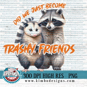 ¿Nos acabamos de hacer amigos zarigüeya mapache zarigüeya acuarela clipart, descarga instantánea, gráficos de sublimación, PNG?