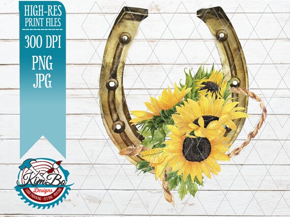 Download Country Cowgirl Horseshoe Horse Shoe Sunflower Clipart Png Etsy