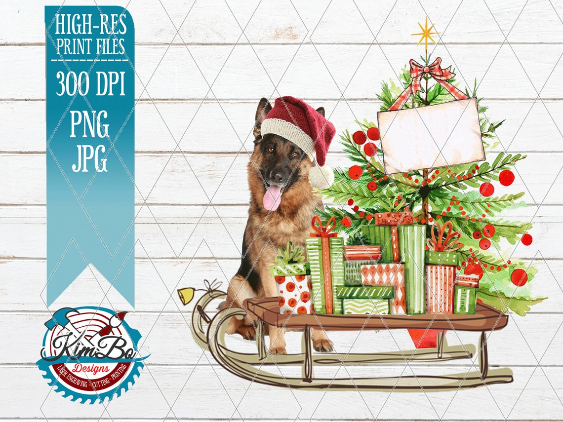 Christmas Holiday Dog German Shepherd Clipart PNG JPG Instant | Etsy