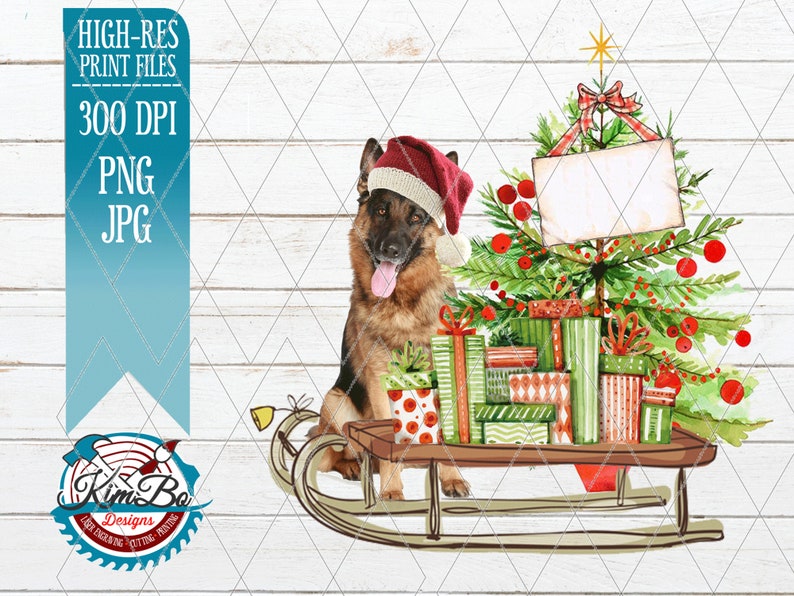 Christmas Holiday Dog German Shepherd Clipart PNG JPG Instant | Etsy