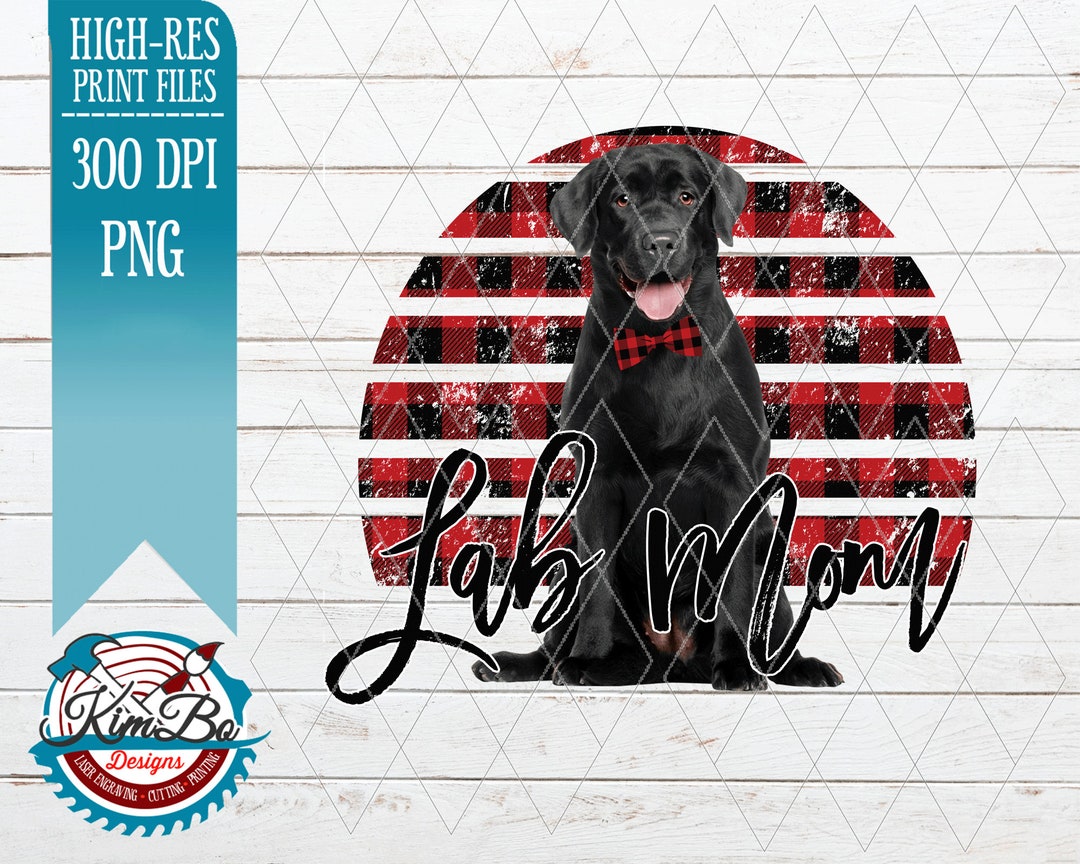 Black Lab Labrador Retriever Mom Buffalo Plaid Clipart PNG Instant ...