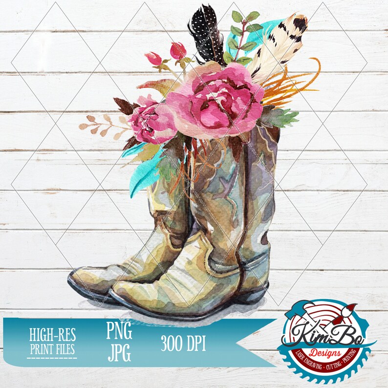 Download Country Cowgirl Boots Boho Flower Feather clipart Png Jpg ...