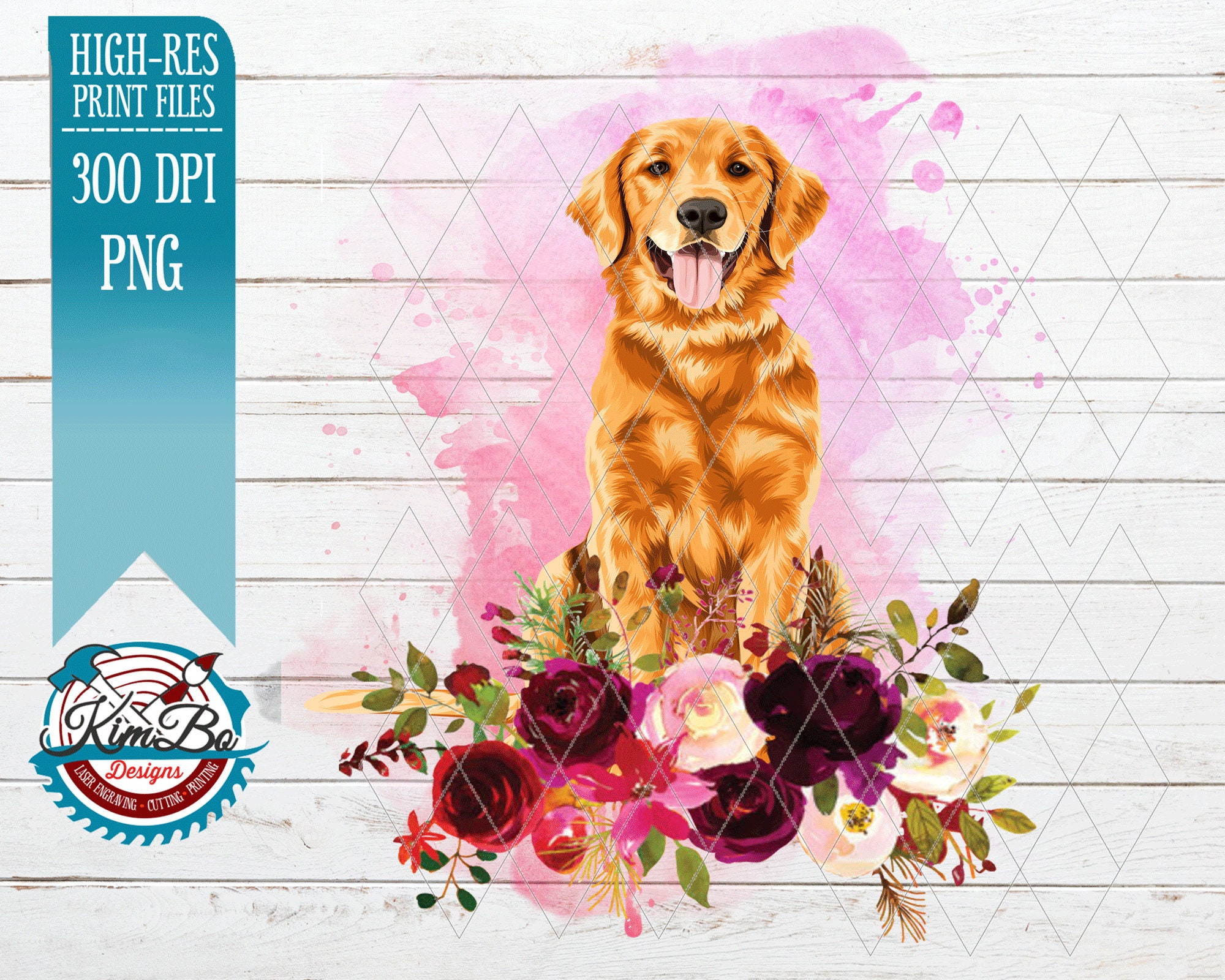 PNG Golden Retriever Silhouette Filled with Flowers Sublimation Design ...