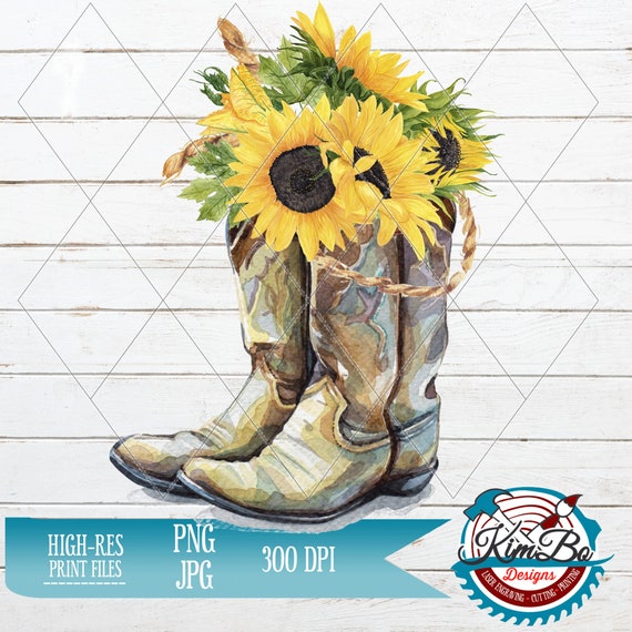 cowboy boots with sunflowers