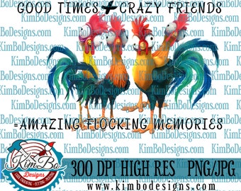 Hei Hei Crazy Friends clipart, instant download, Sublimation graphics, PNG JPG Cricut Silhouette not SVG