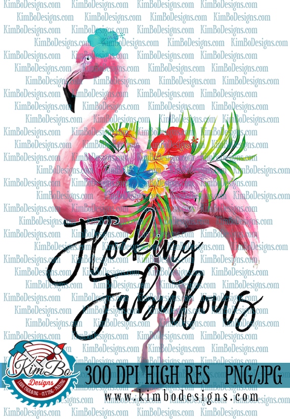 not svg Watercolor Flocking Fabulous Flamingo Flowers JPG PNG cameo clipart cricut instant download silhouette sublimation graphics