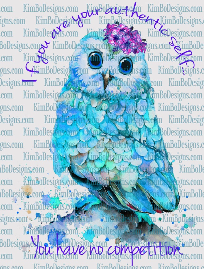 Download Watercolor Blue Purple Flower Owl Authentic Self Clipart Etsy