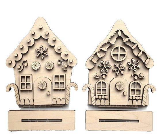 Kit De Manualidades BACH AND BOOZY – Casa De Jengibre 3D De Madera Para Pintar Y Montar – Decoración Navideña DIY