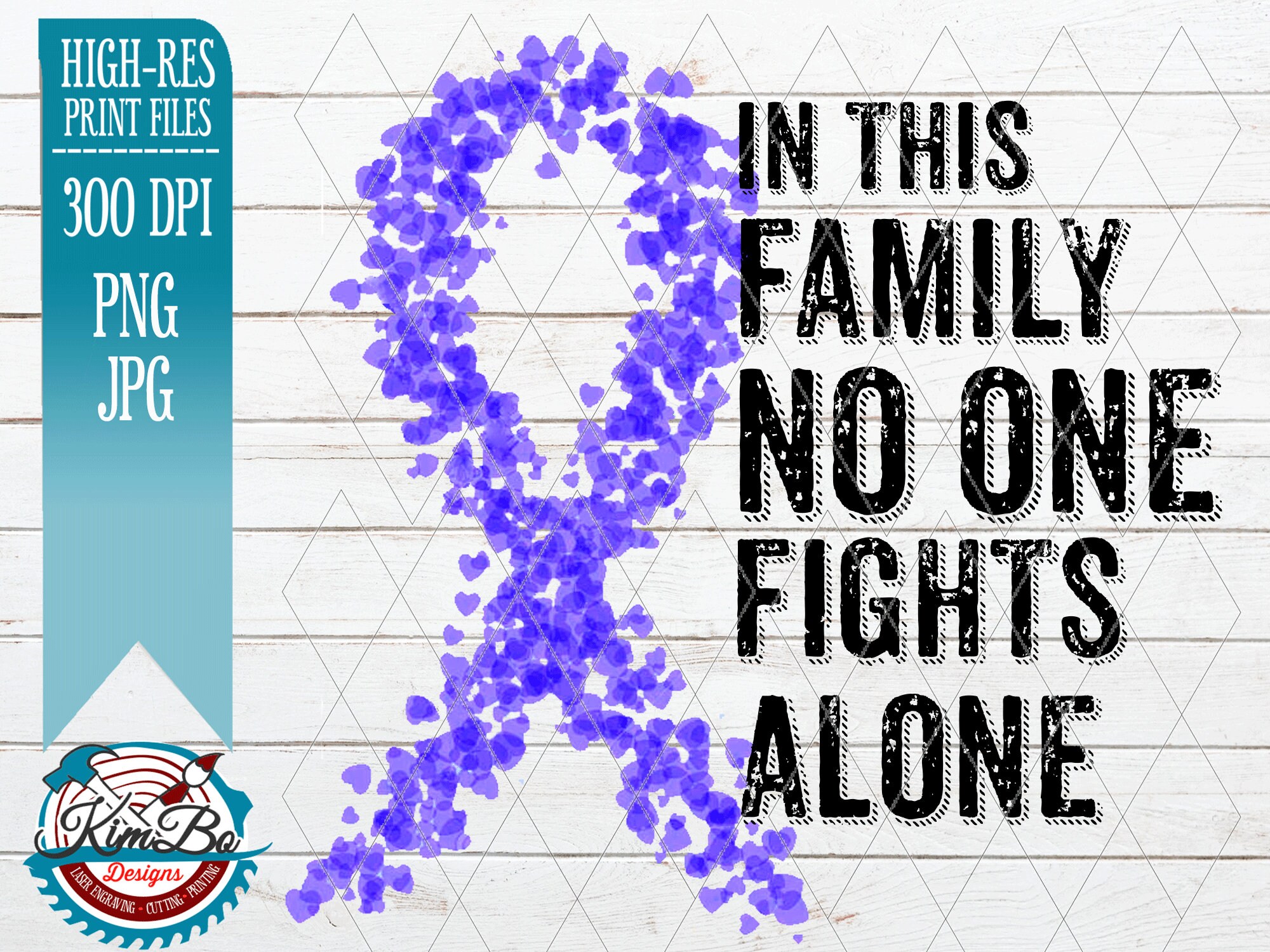 In This Family No One Fights Alone Purple Awareness Ribbon - Etsy