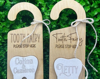 Wooden Tooth Fairy Door Sign