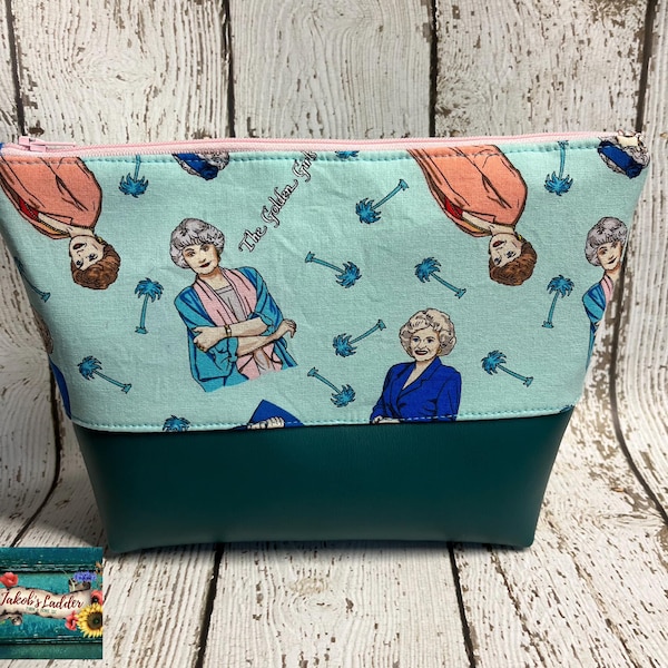 The Girls Box Bottom Zipper Bag, made with preshrunk cotton and strong marine vinyl bottom, fully lined