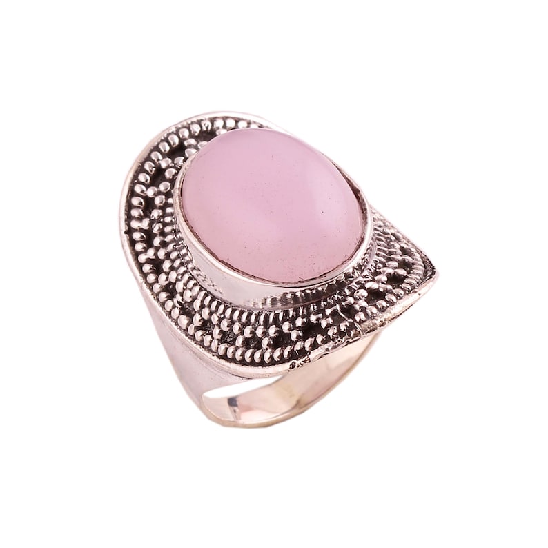 Natural AAA Rose Quartz Ring 925 Sterling Silver Statement Ring,Valentine Gift,Gift for her,Gift for Girlfriend,Engagement Gifts for women