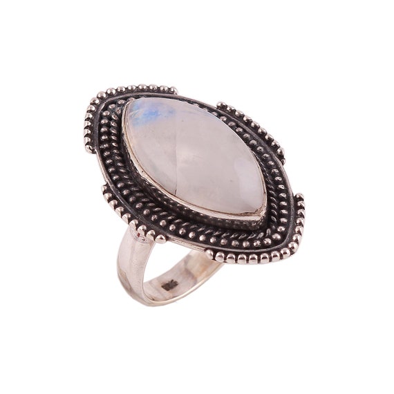 Neerupam Collection Natural semi Precious Gemstone Studded Handmade 925 Sterling Silver Ring for Women and Girls Ring Size 7 us