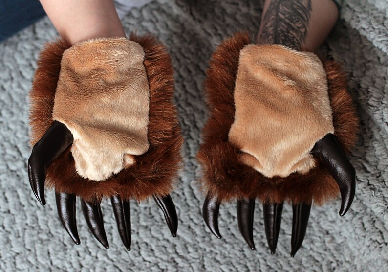Furry gloves. Fursuit. Gloves of a bear. Paws of a bear.Any Etsy