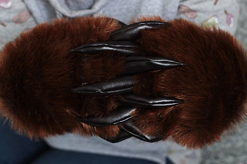 Gloves with claws.Furry gloves. Fursuit. Gloves of a bear. Etsy