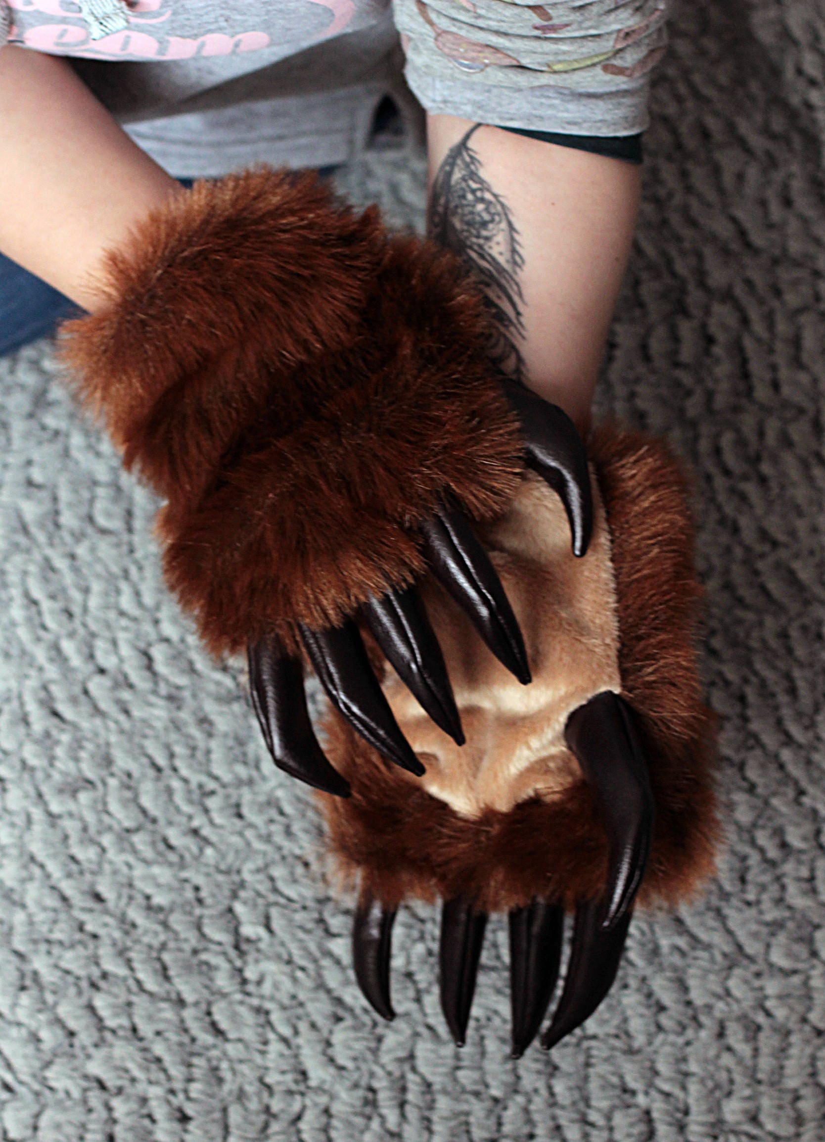 Gloves with claws.Furry gloves. Fursuit. Gloves of a bear. Etsy