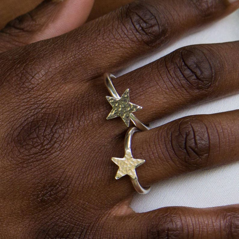 Pretty Ring Silver Star Ring Simple Everyday Jewellery Hammered Star Ring Sterling Silver Stacking Ring