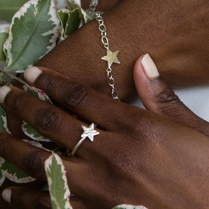 Pretty Ring Silver Star Ring Simple Everyday Jewellery Hammered Star Ring Sterling Silver Stacking Ring