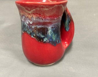 Handwarmer mug.Ceramic.Hug Mug.Pocket.Hand warmer.Gift.Coffee.Tea.Unique.pottery.right handed