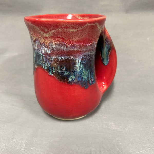 Handwarmer mug.Ceramic.Hug Mug.Pocket.Hand warmer.Gift.Coffee.Tea.Unique.pottery.right handed