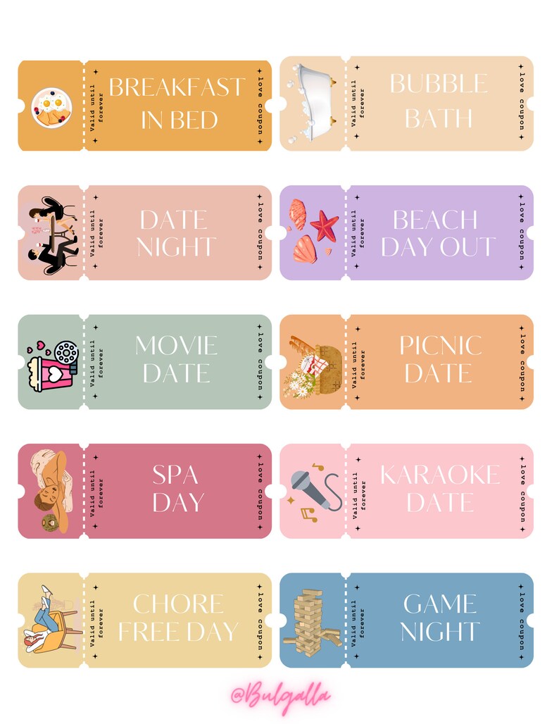 Printable Love Coupons for Couples Gift for Him Gift for Her Couples ...