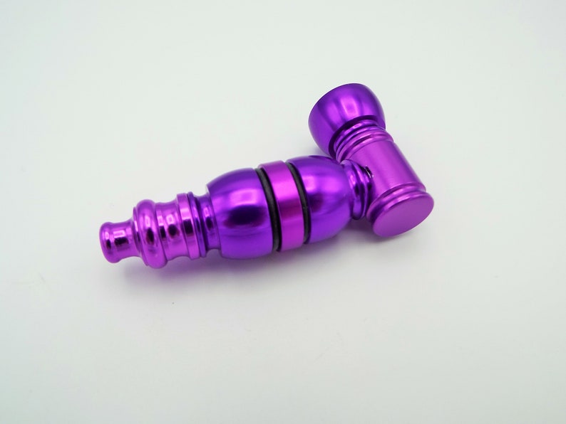 High Quality Purple Anodized Metal Smoking Pipe w Large Chamber Custom Made Smoking Bowl with Bowl Lid Option and Metal Pipe Screens 1007M