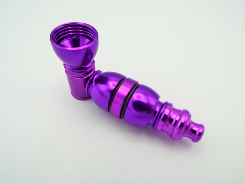 High Quality Purple Anodized Metal Smoking Pipe w Large Chamber Custom Made Smoking Bowl with Bowl Lid Option and Metal Pipe Screens 1007M