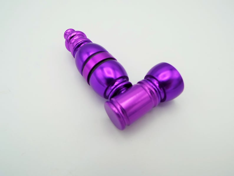 High Quality Purple Anodized Metal Smoking Pipe w Large Chamber Custom Made Smoking Bowl with Bowl Lid Option and Metal Pipe Screens 1007M