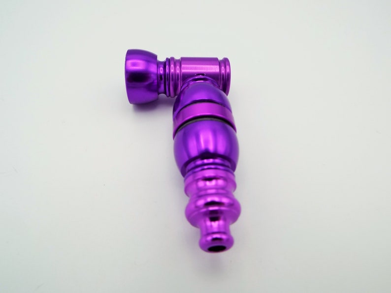High Quality Purple Anodized Metal Smoking Pipe w Large Chamber Custom Made Smoking Bowl with Bowl Lid Option and Metal Pipe Screens 1007M
