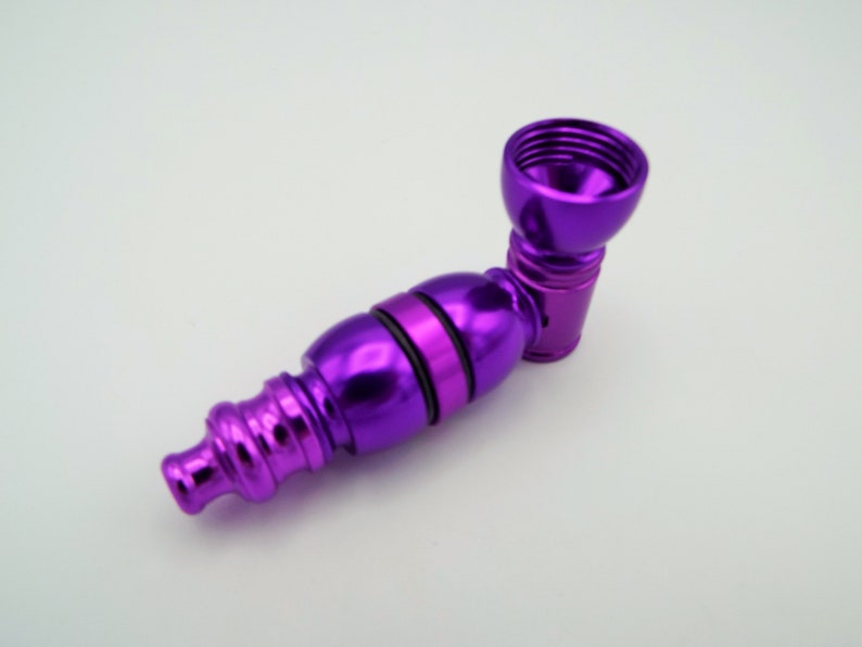 High Quality Purple Anodized Metal Smoking Pipe w Large Chamber Custom Made Smoking Bowl with Bowl Lid Option and Metal Pipe Screens 1007M
