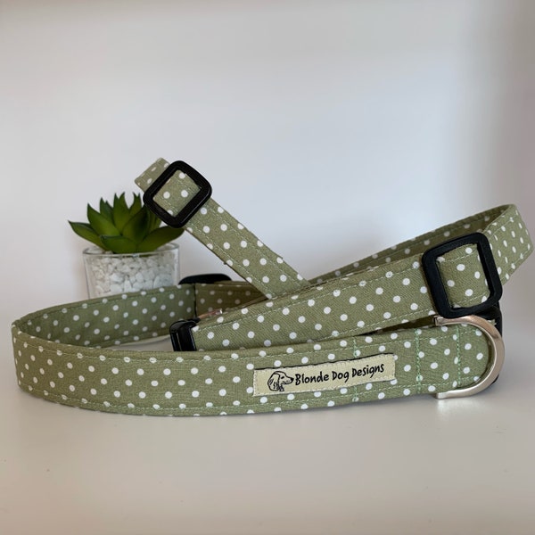 Polka Dot Dog Collar, Dotty Sage, Spotted Collar