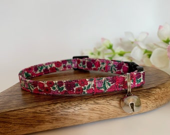 Liberty Cat Collar, Petal & Bud Pink, Floral Cat Collar