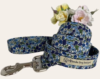 Liberty Dog Lead: Petal & Bud Blue, Floral Dog Lead