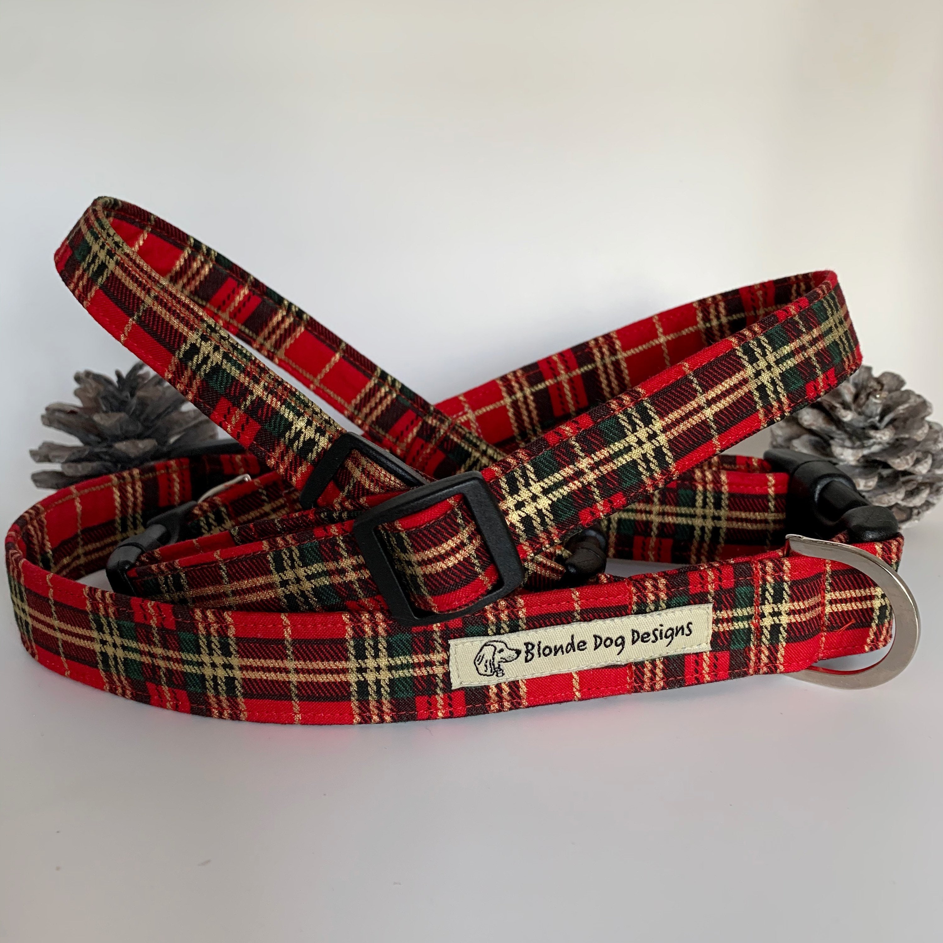 Tartan Dog Collar, Elegant Tartan Red