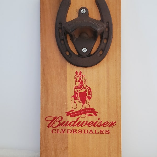 Budweiser Clydesdale Wall Mount Cast Iron Horseshoe Bottle Opener