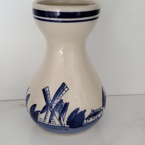 Vintage Delft Pottery Bud Vase Windmill Hand painted