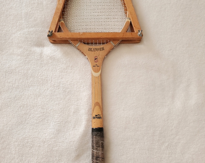 Vintage Wooden Tennis Racket/Racquet Slazenger Clipper With Press