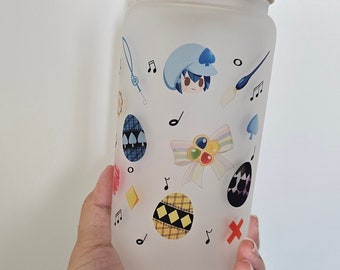 Anime Magical Girl 16 oz Frosted Cups, Glass cups, coffee cup, libbey cup, cup with lid, Gift for Her, Anime Cup, Cozy Gamer, glass cup